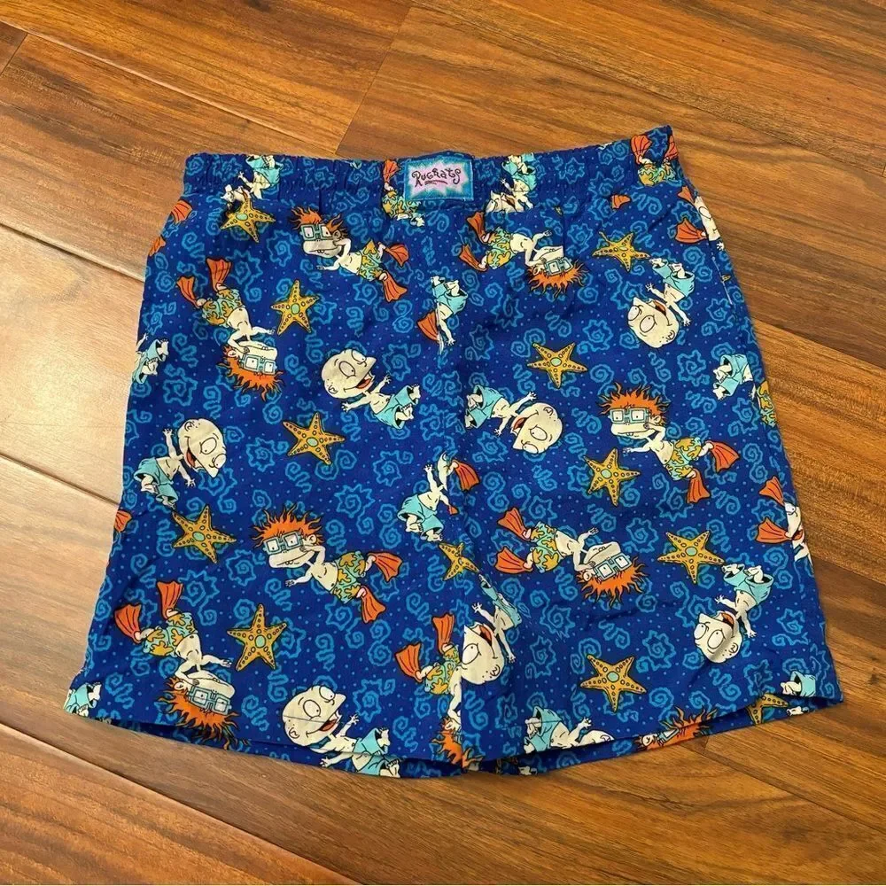 Rugrats vintage 1996 Nickelodeon blue swim trunks